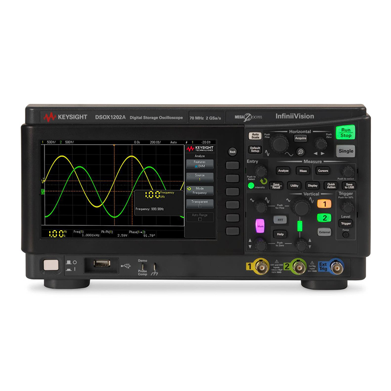 是德DSOX1202A 示波器：70/100/200 MHz，2 个模拟通道