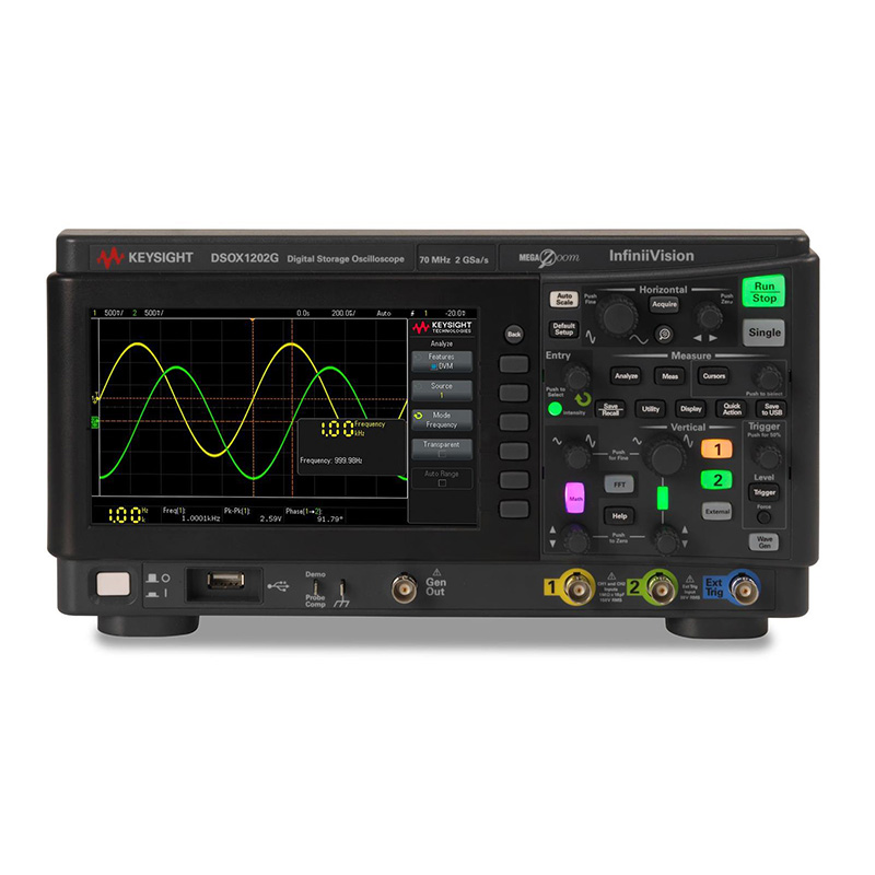 是德DSOX1202G 示波器：70/100/200 MHz，2 个模拟通道，内置波形发生器